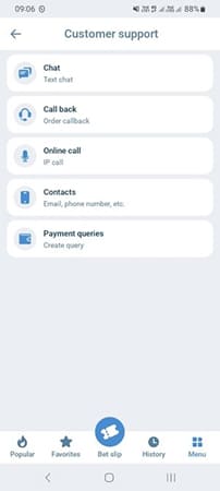 If necessary, please contact customer support directly via the bookmaker’s app; support is available in English